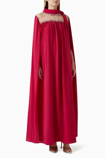 قفطان مزين بتطريزات شيفون