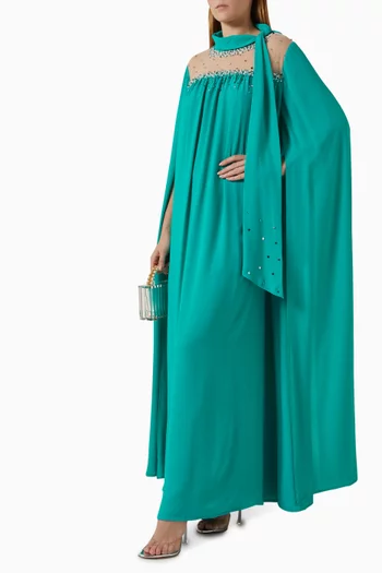 قفطان مزين بتطريزات شيفون