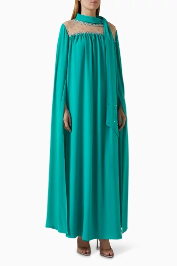 قفطان مزين بتطريزات شيفون