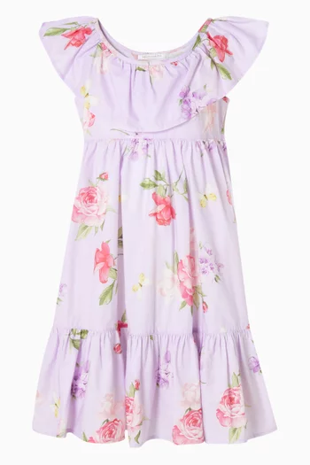 Floral-print Dress in Cotton-muslin