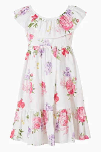 Floral-print Dress in Cotton-muslin
