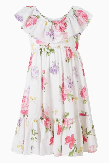 Floral-print Dress in Cotton-muslin