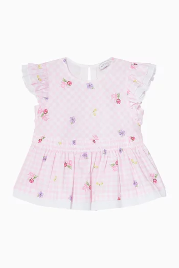 Floral-print Gingham Top in Cotton