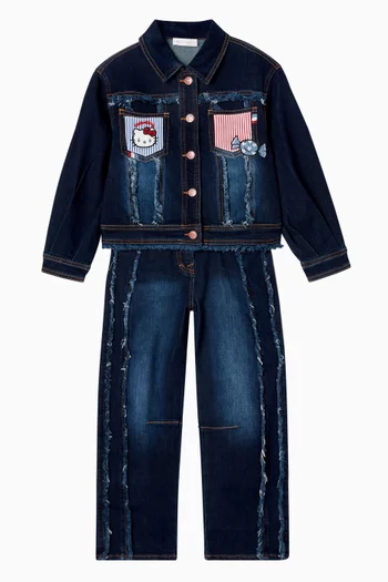 جاكيت دينم مزين برقعة هالو كيتي