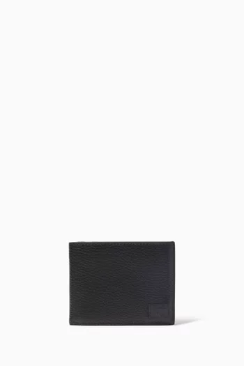 محفظة ثنائية الطيّ بتصميم رفيع جلد حبيبي