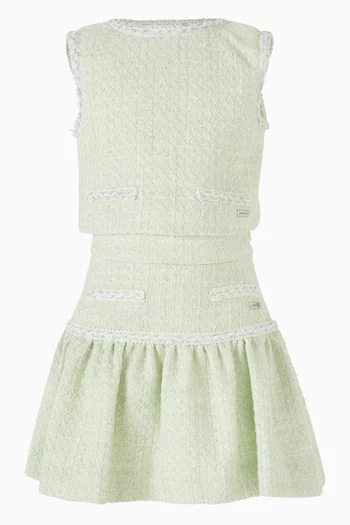 High-Waisted Bouclé Skirt