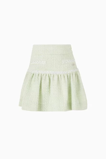 High-Waisted Bouclé Skirt