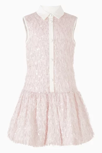 Shirt Dress in Sequins & Feathers