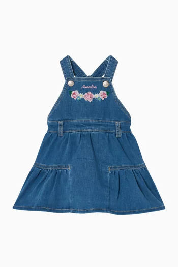 فستان مطرز بزهور دينم