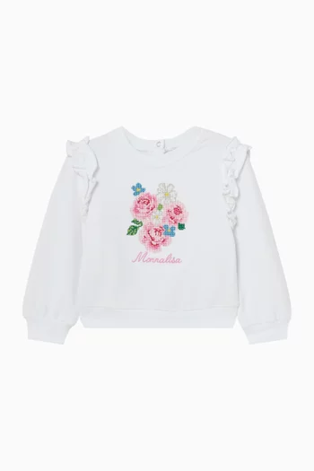 بلوزة مطرزة بزهور قطن