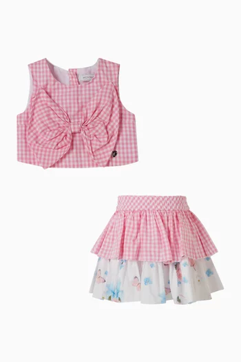 Checked Top & Skirt Set
