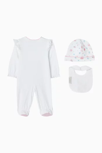 طقم بيجاما بنقشة زهور، 3 قطع