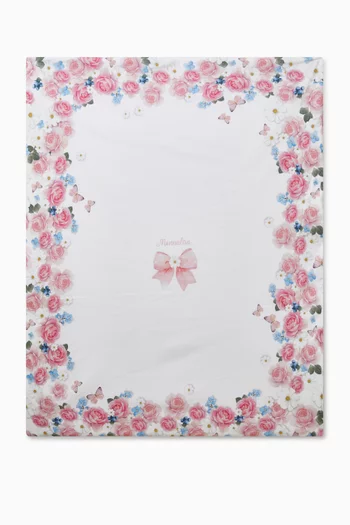 بطانية بعقدة وزهور