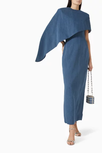 Cape Maxi Dress in Denim