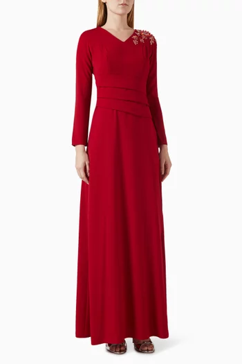 فستان سهرة بزهور بارزة