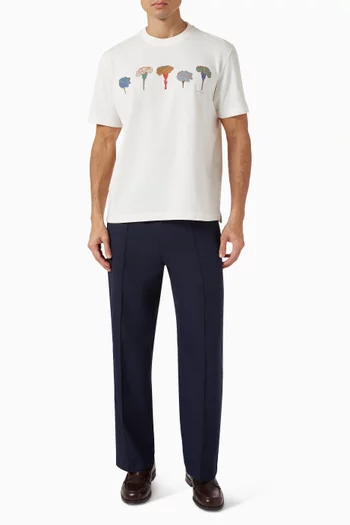 تي شيرت بطبعة زهور القرنفل قطن