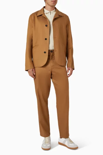 Jacquard Zip Polo Shirt in Cotton