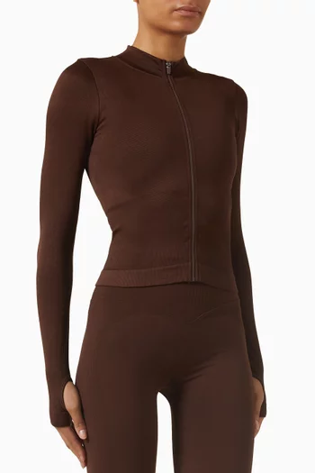 Contour Rib Seamless Zip-up Jacket