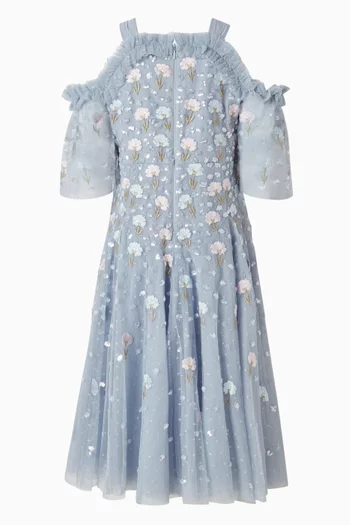 فستان بأكتاف مكشوفة ونقشة زهور طرشخقون