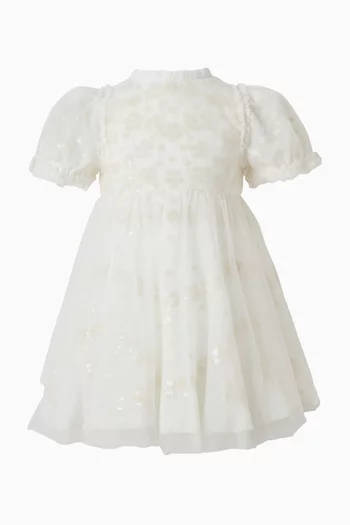 Scallop Sequin-embellished Dress & Bloomers Set