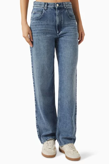 بنطال جينز جيني بقصة ساق مستقيمة دينم