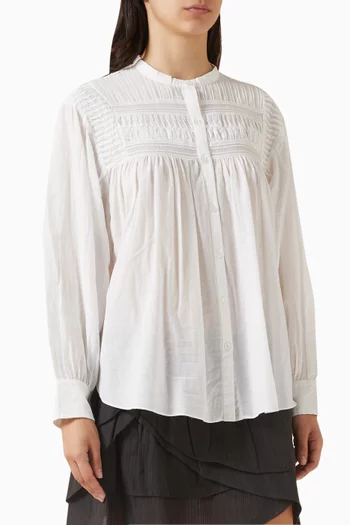 Plalia Gathered Blouse in Cotton Voile