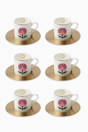 Sahara Rose Espresso Cups & Saucers, Set of 6