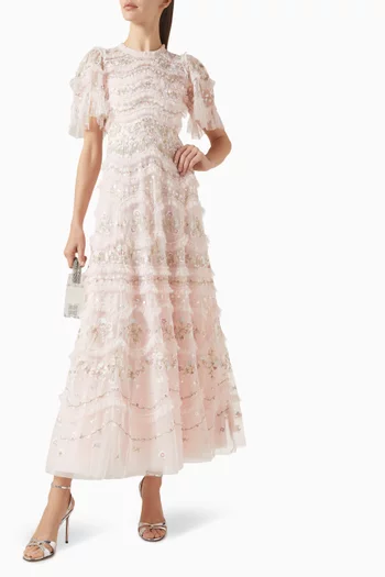 Marina Ruffle Ankle Gown in Tulle