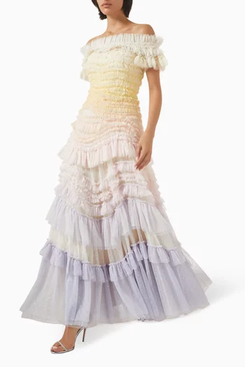 فستان سهرة وايلد روز بأكتاف مكشوفة وألوان متدرجة