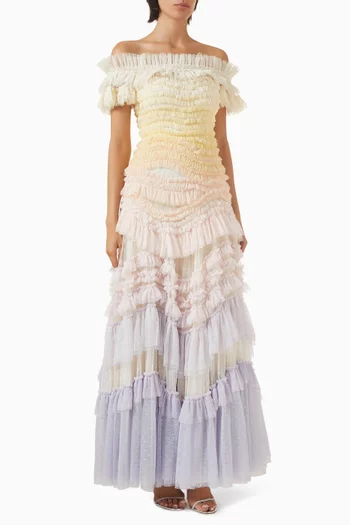 فستان سهرة وايلد روز بأكتاف مكشوفة وألوان متدرجة