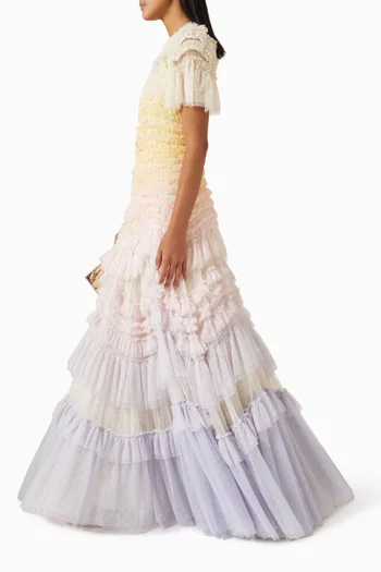 فستان سهرة وايلد روز بأكمام قصيرة وألوان متدرجة