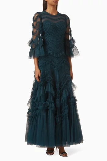 Elia Ruffle Gown in Tulle