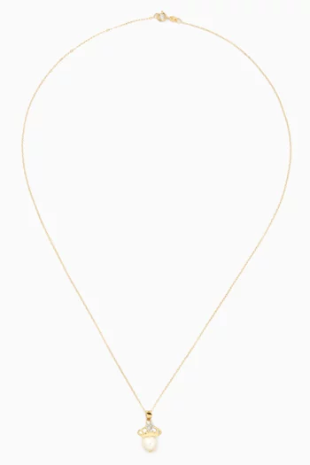 Crown Pearl & Diamond Necklace in 18kt Gold