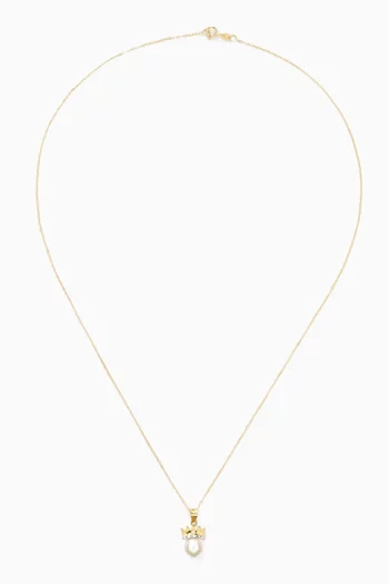 Crown Pearl & Diamond Necklace in 18kt Gold