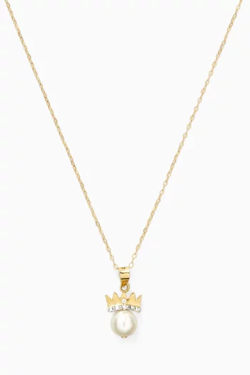 Crown Pearl & Diamond Necklace in 18kt Gold