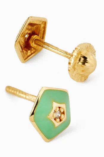 Hexagonal Diamond Earrings in 18kt Gold