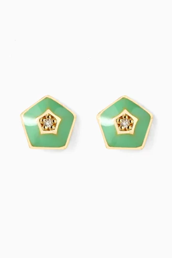 Hexagonal Diamond Earrings in 18kt Gold