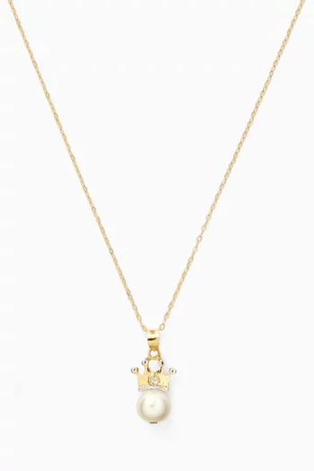 Crown Pearl & Diamond Necklace in 18kt Gold
