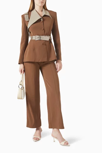 بنطال بقصة ساق مستقيمة تويل