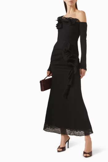 فستان بكشكش نسيج صوف