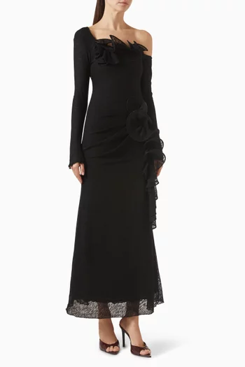 فستان بكشكش نسيج صوف