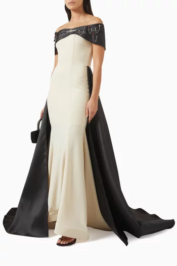 Off-shoulder Embellished Maxi Dress