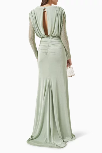 فستان بفتحة وكشكش