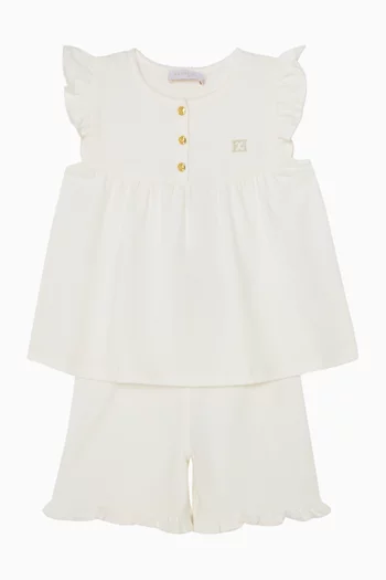 طقم بلوزة بكشكش وشورت