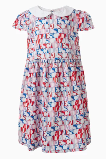 Logo-print Collared Dress in Cotton
