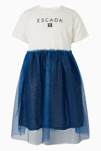 Logo Top & Sheer Skirt Dress