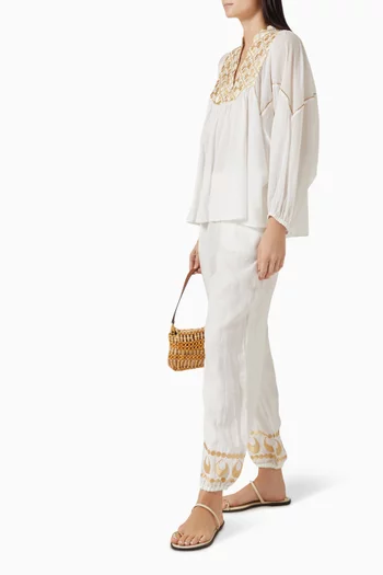 بنطال مزين بتطريزات