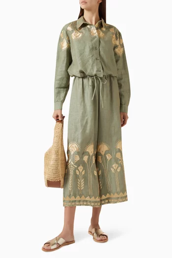 قميص برباط مزين بتطريزات