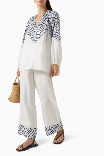 بنطال بقصة ساق واسعة ورباط تضييق