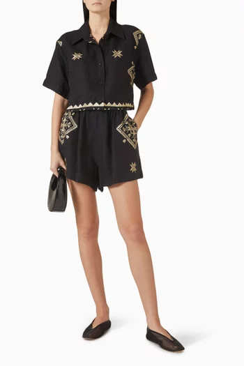 Embroidered Crop Shirt